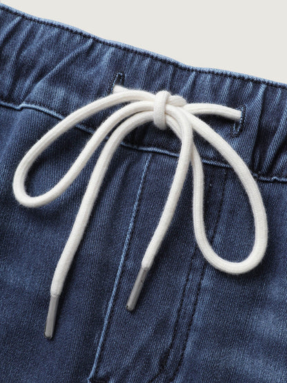Pull-On Drawstring Waist Denim Shorts