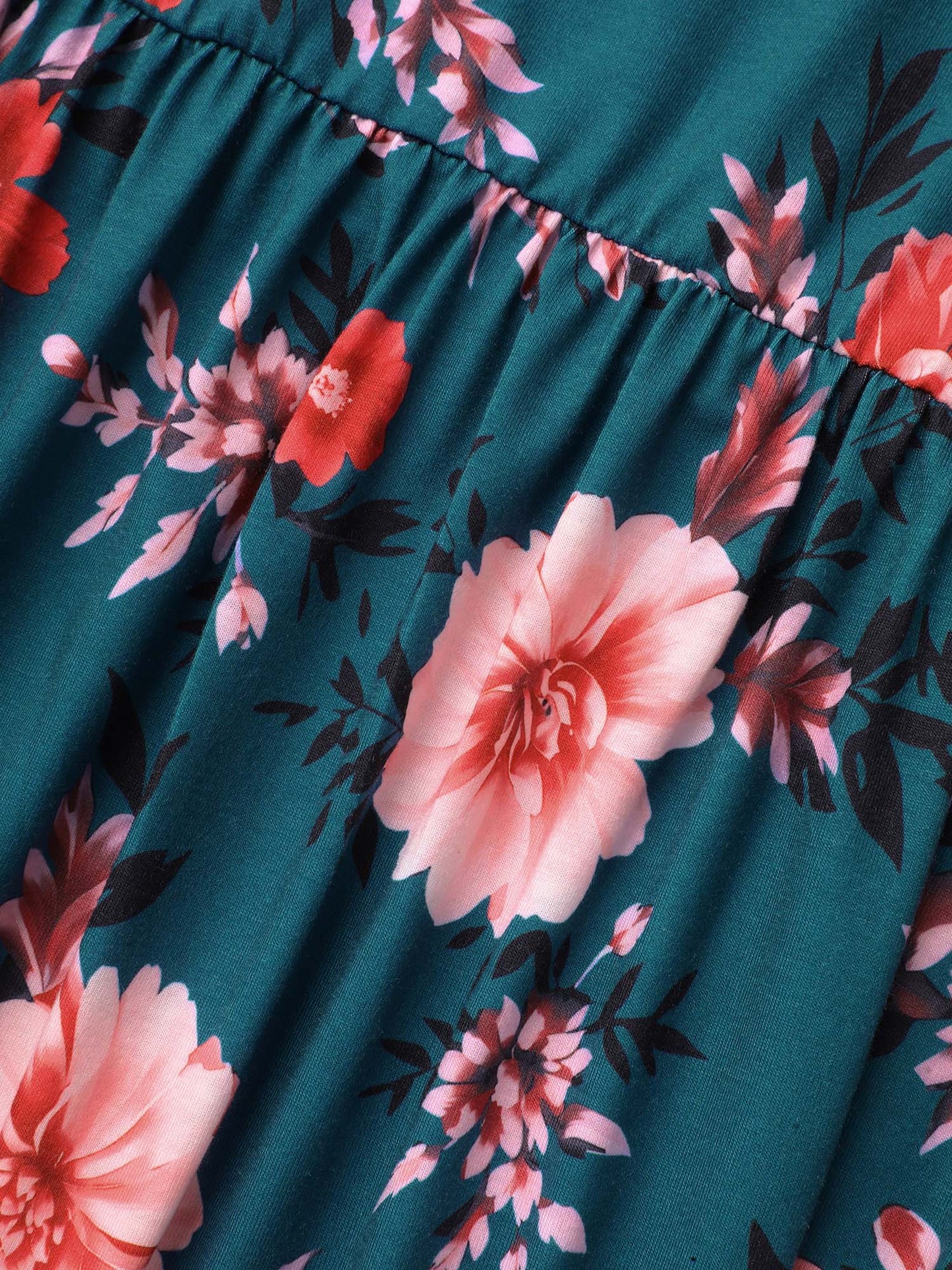Floral Print Neck Cut-Out Babydoll Top