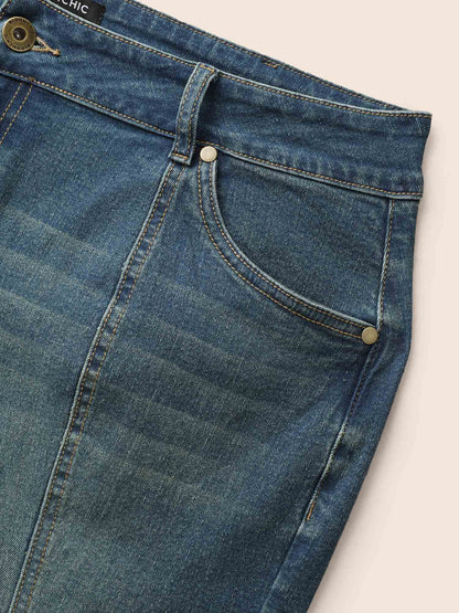 Stretch Denim Mermaid Cut Skirt