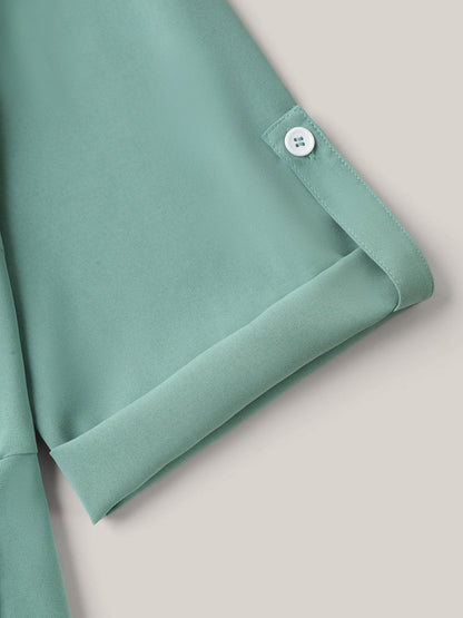 Shirt Collar Front Button Placket Midi Dress