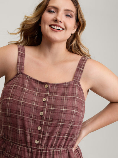 Retro Plaid Print Harem Style Jumpsuit