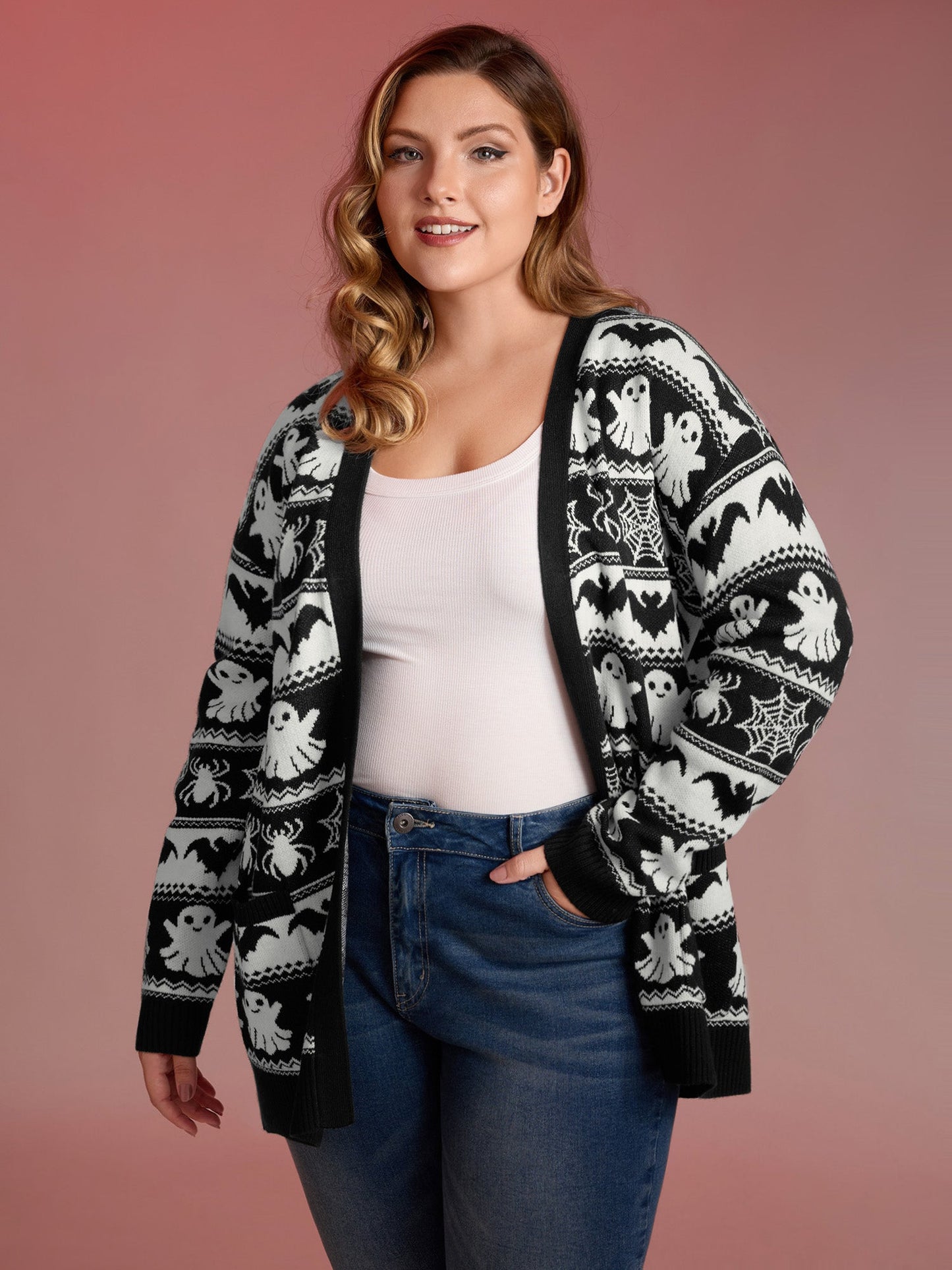 Halloween Elements Jacquard Knit Cardigan