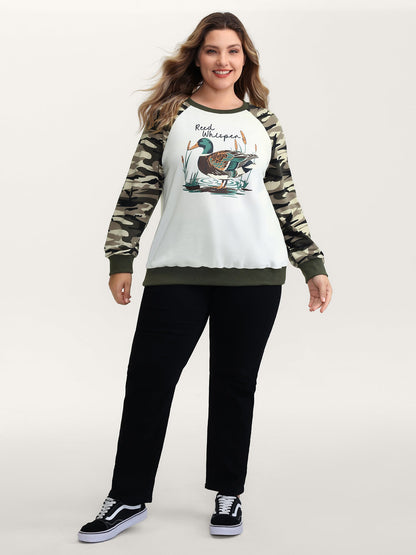 Camouflage Contrast Animal Print Sweatshirt