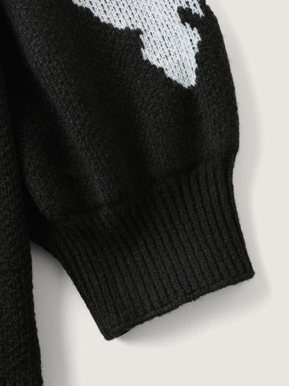 Butterfly Jacquard Pattern Knit Cardigan