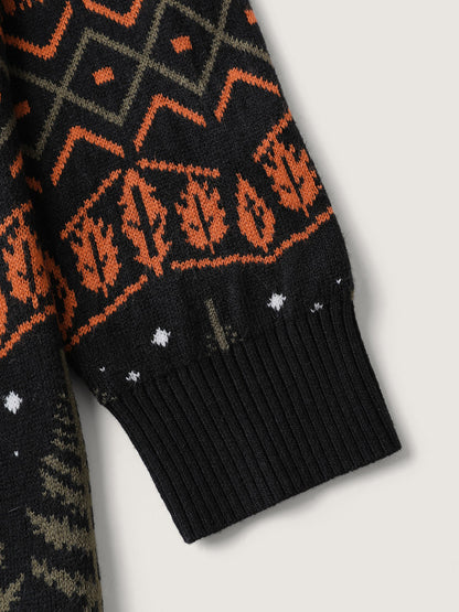 Fox in Forest Contrast Knit Cardigan