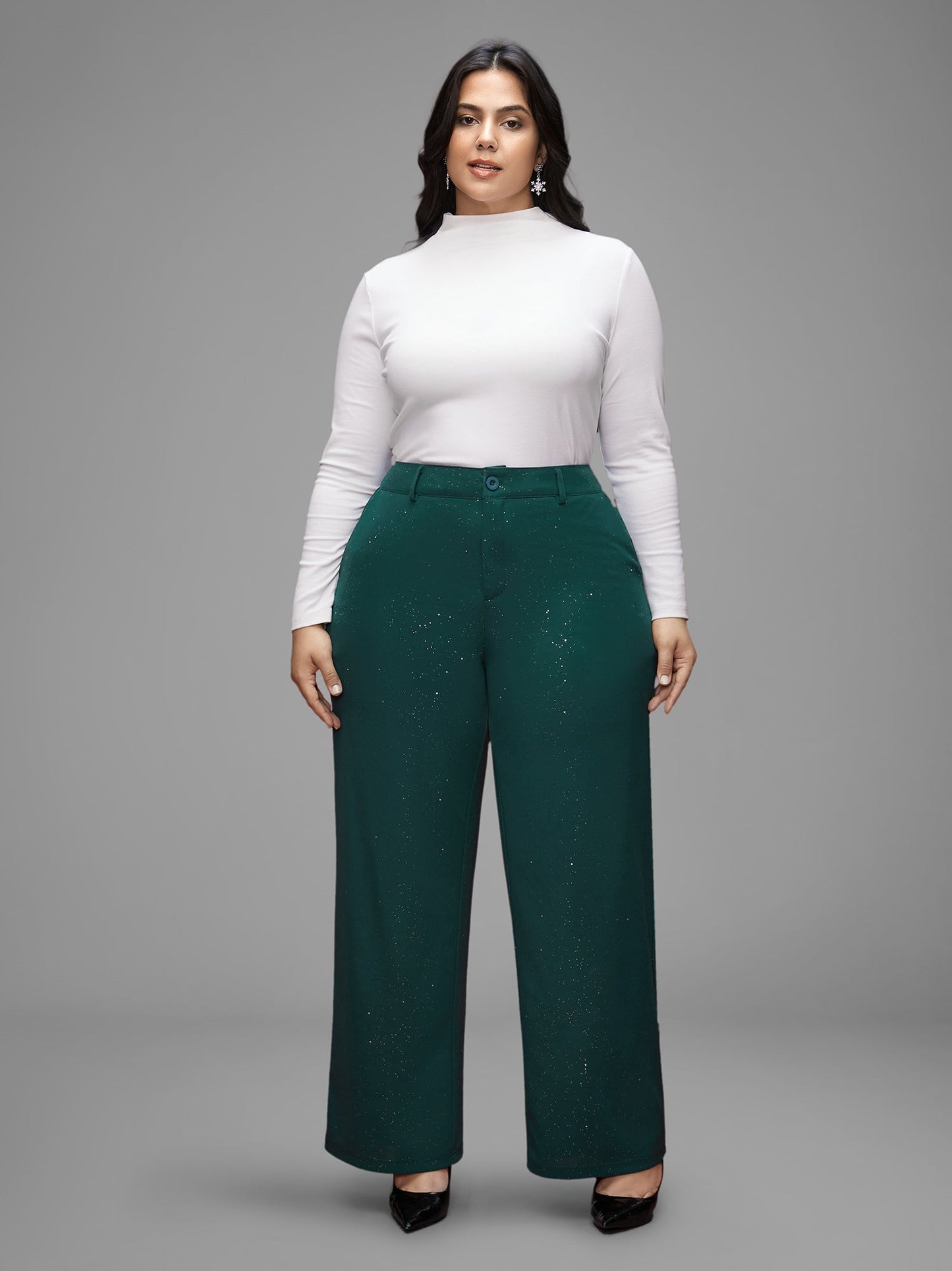 Sparkle Knit Wide-Leg Pants