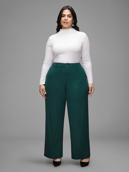 Sparkle Knit Wide-Leg Pants
