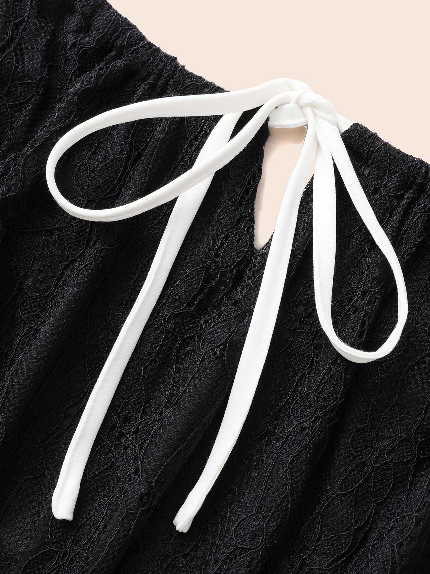 Contrast Tie Knot Lace Panel Cami Dress
