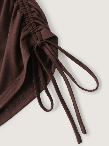 Easy peezy Stretchy Cross-Wrap Drawstring Hem Jumpsuit
