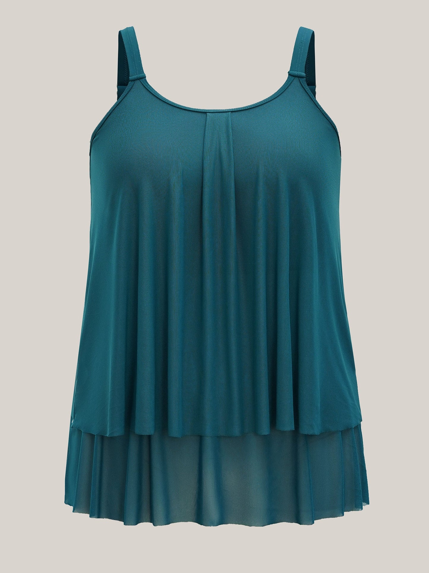Layered Adjustable Straps Flared Swim Top