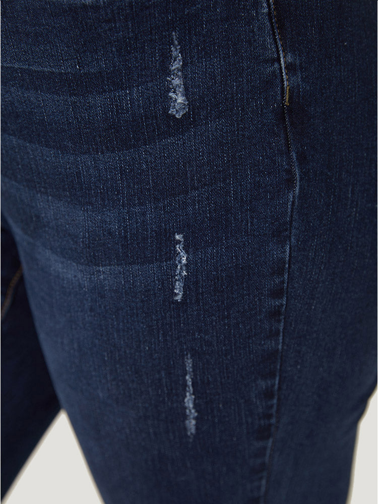 Straight Leg Very Stretchy Raw Hem Jeans