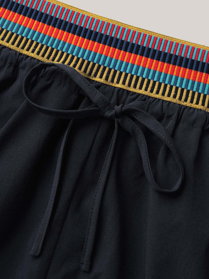 Colorful Thread Waist Wide-Leg Shorts