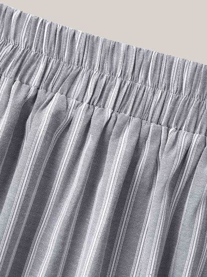 Stripe Print High-Low Hem Midi Skirt