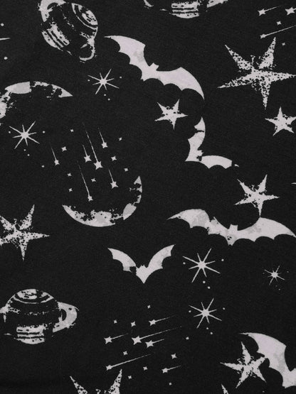 Celestial Halloween Print Sheer Pockets Maxi Dress