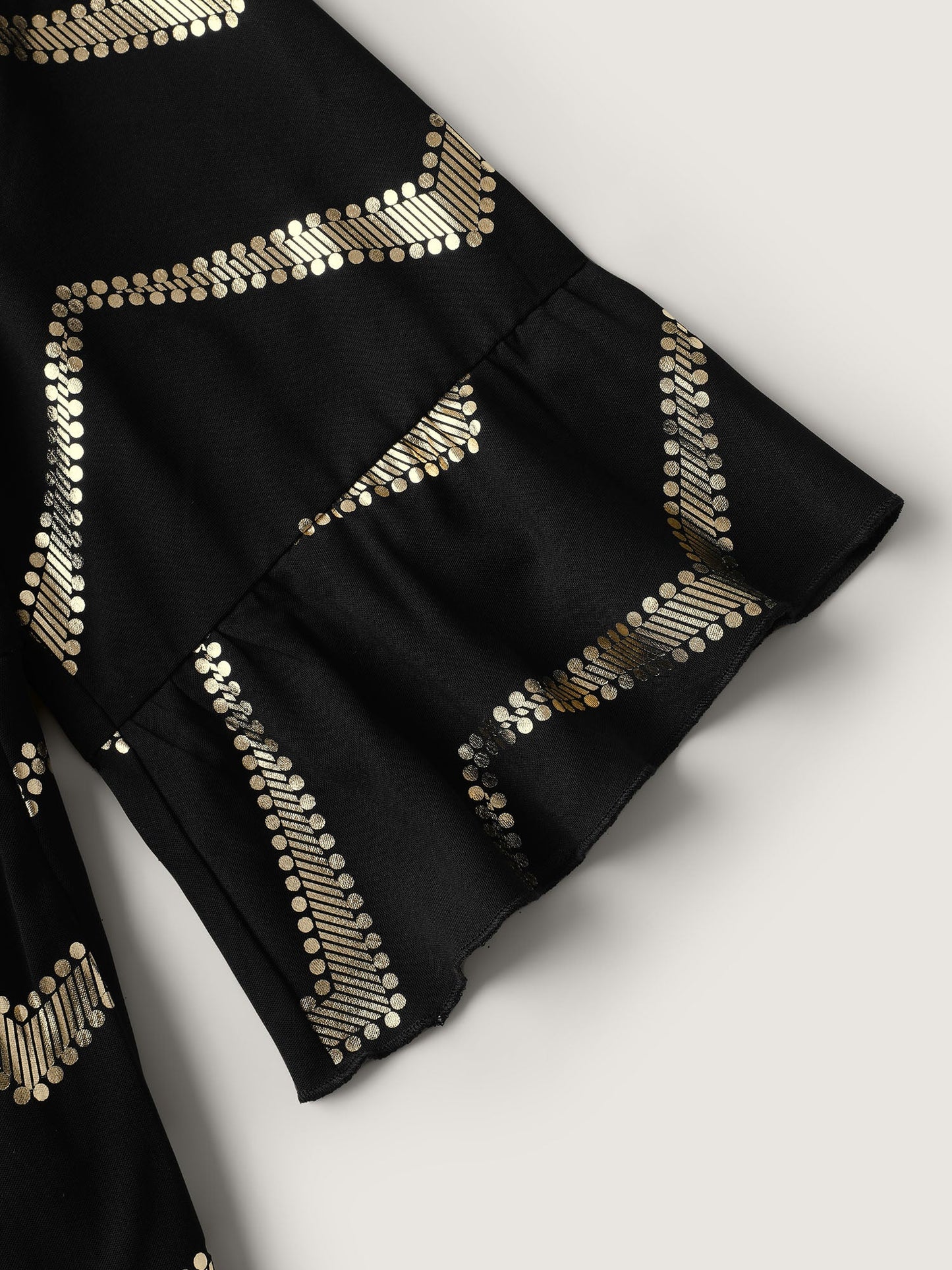 Gold Foil Wavy Knee-Length Dress