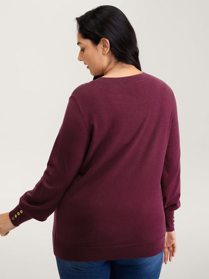 Lantern Sleeve Button Detail Pullover
