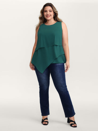 Layered Round Neck Tummy-Friendly Tank Top