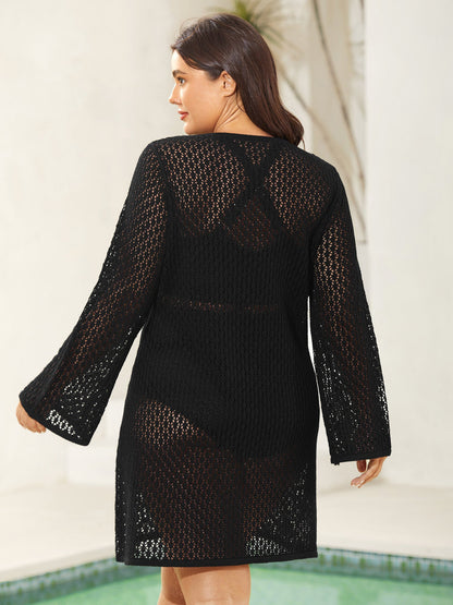 Split Neck Beaded Cut-Out Swim Cover-Up