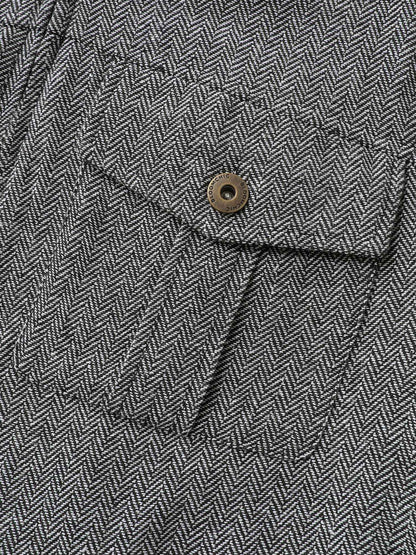 Ribbed Texture Chest Flaps Zipper Jacket