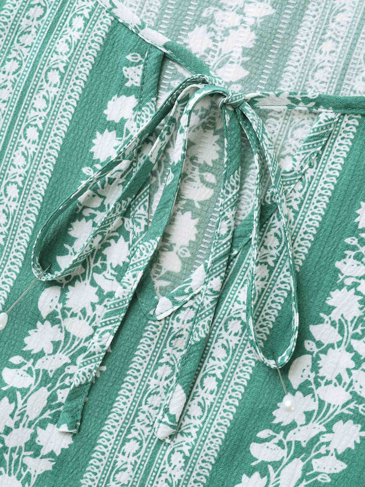 Floral Print Ruffled Detail Sleeve Blouse