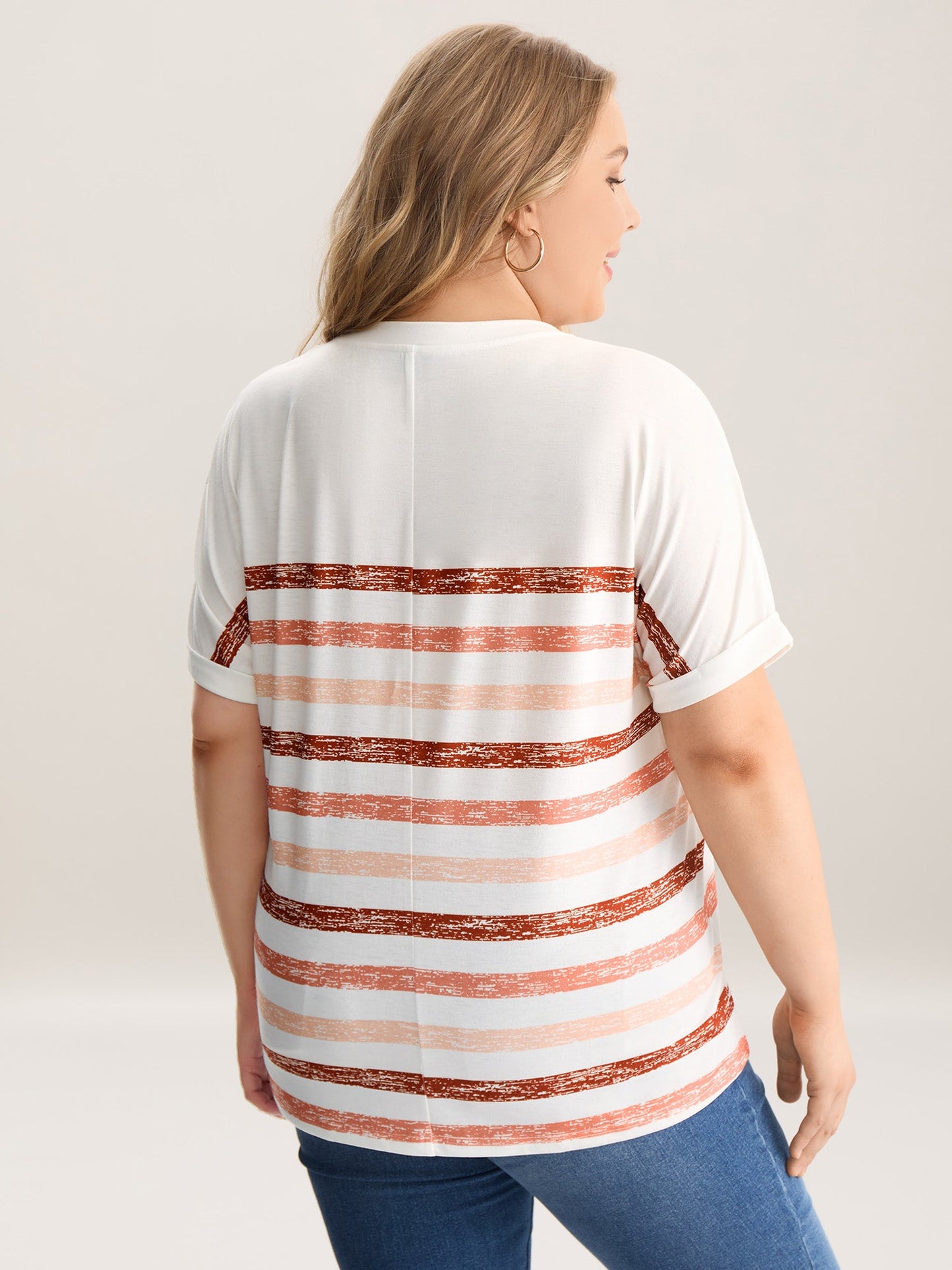 Colorful Stripes Stretchy Crewneck T-Shirt