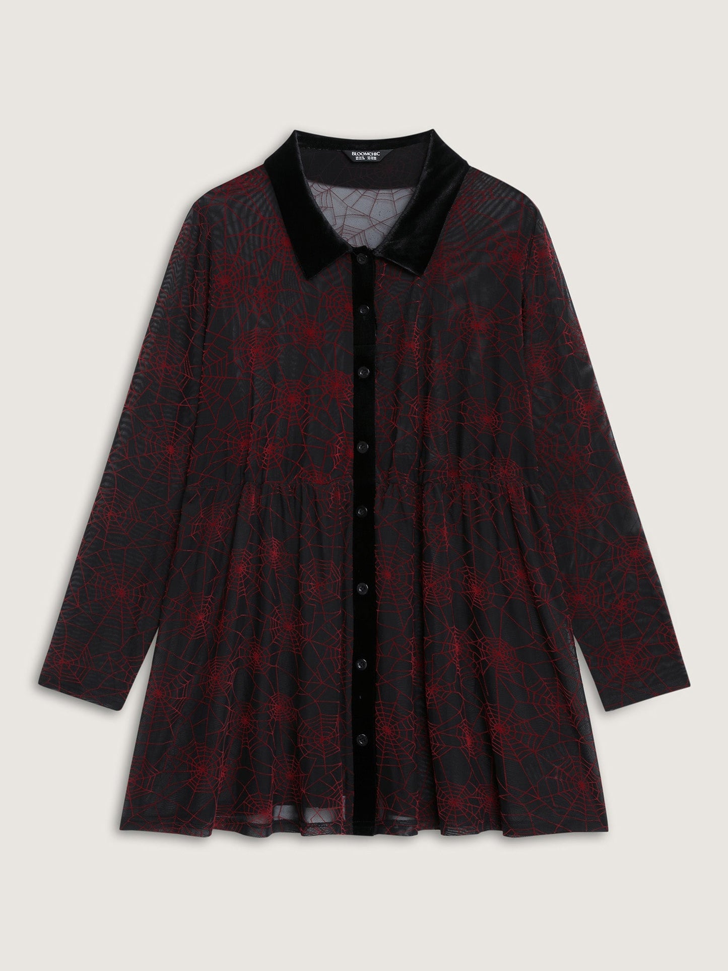 Spiderweb Halloween Flocked Contrast Top