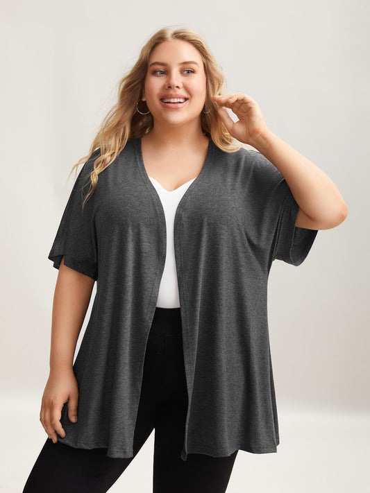 Flared Sleeve Open-Front Kimono Cardigan