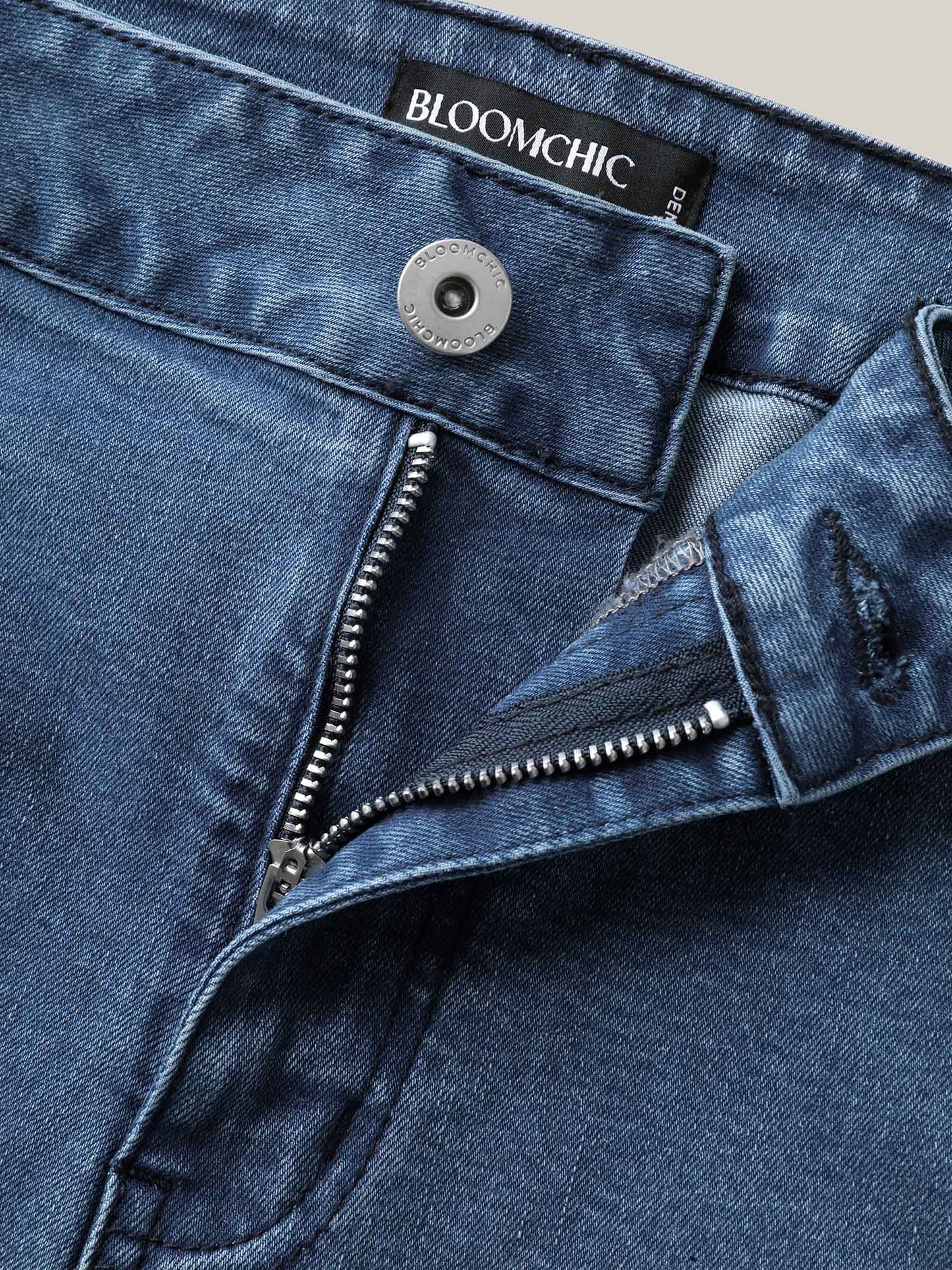 Frayed Hem High Rise Denim Shorts