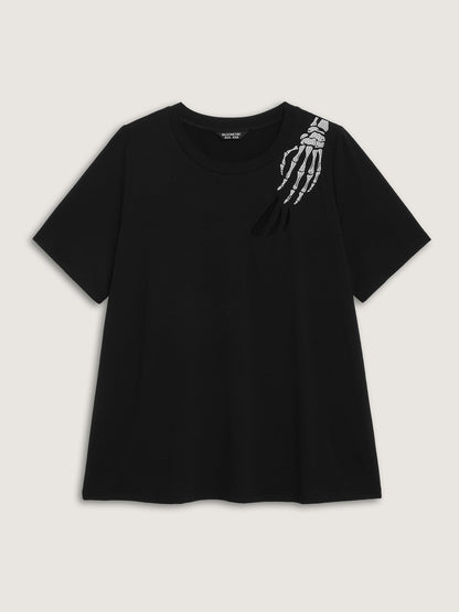 Haunted Skeleton Hand Embroidery T-Shirt
