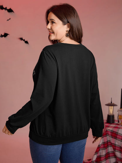 Playful Spider Halloween Print Sweatshirt