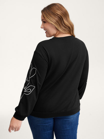 Floral Embroidery Relaxed Fit Sweatshirt