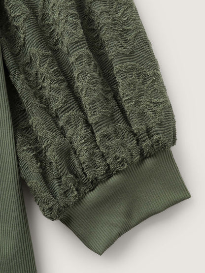 Ruched Deep-Neckline Solid Knit Top
