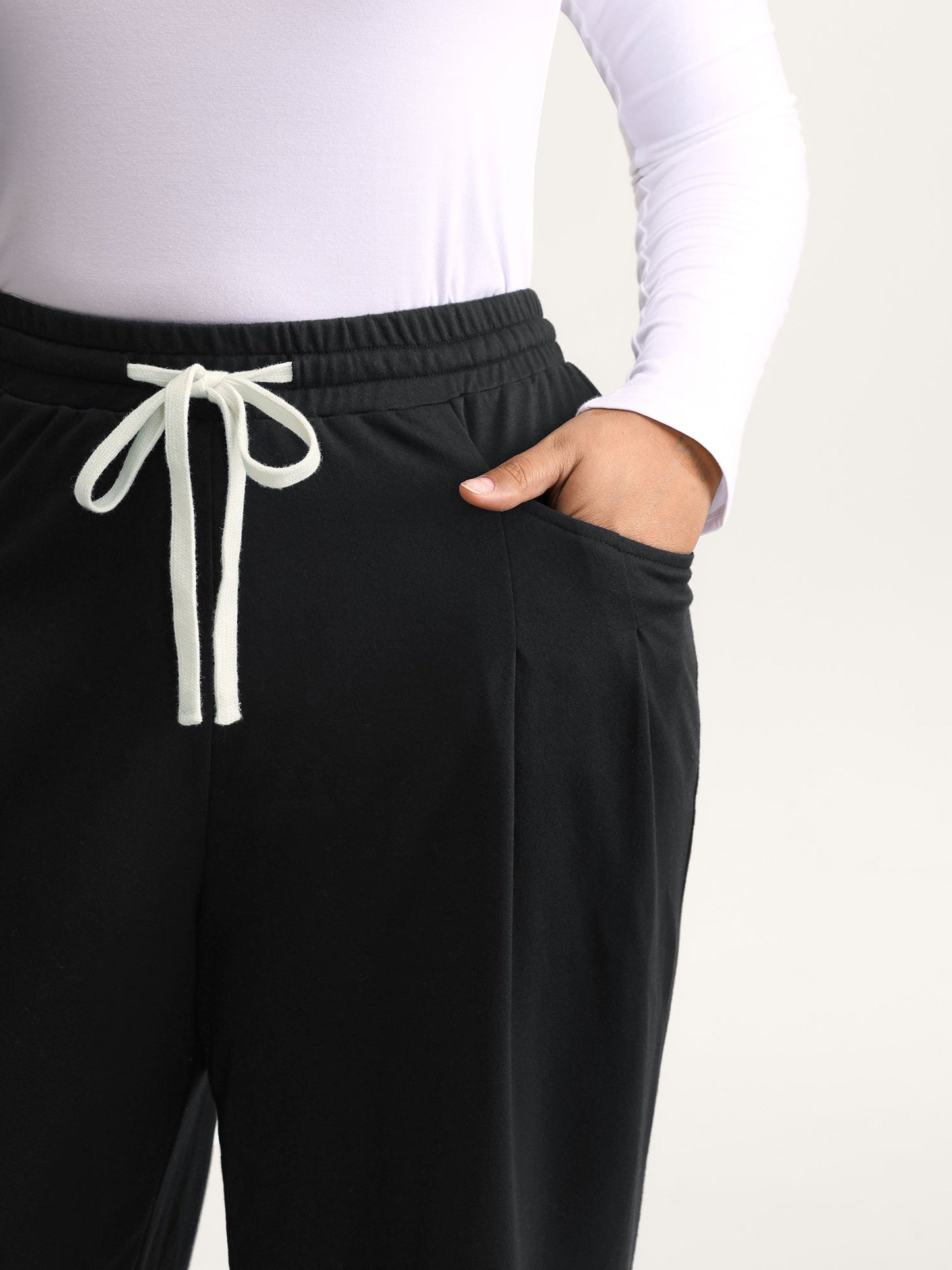 Drawstring Waist Straight-Leg Pants