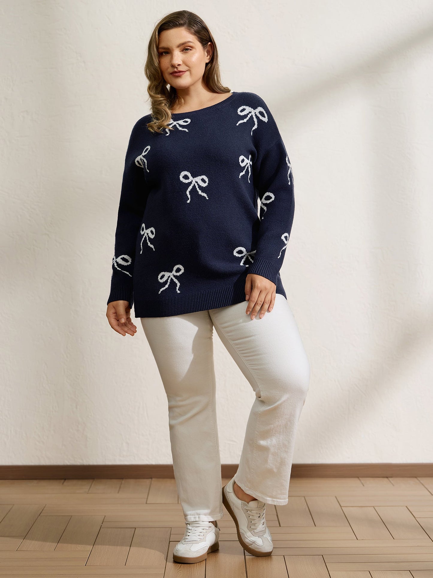 Supersoft Bowknot Boat Neckline Pullover