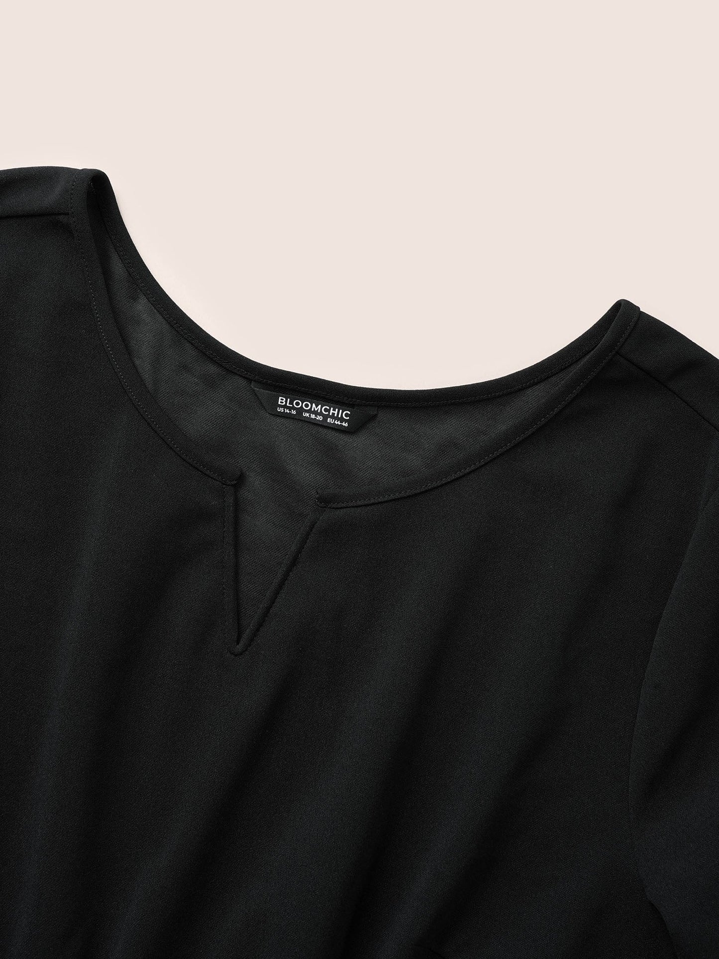 Rhinestone Notched Pocket Curved Hem Dress