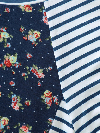 Floral Stripes Raglan Sleeve T-Shirt