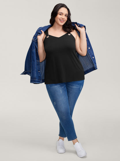 Overall Straps Drapey Solid Tank Top