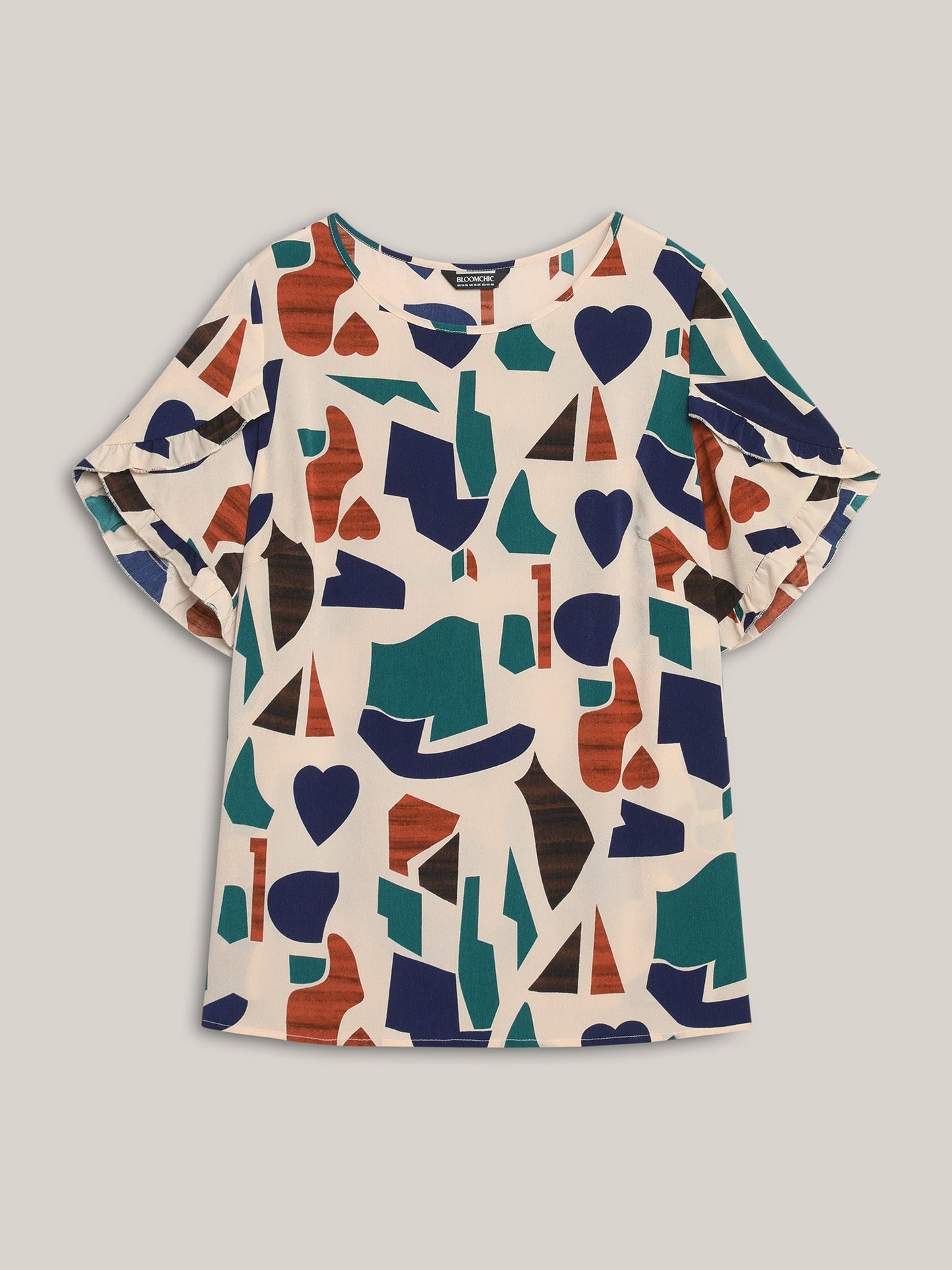 Abstract Print Round Neck Half Sleeve Shirt