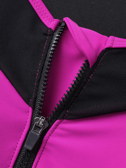 Glide Lock Zipper Color Block Swim Top