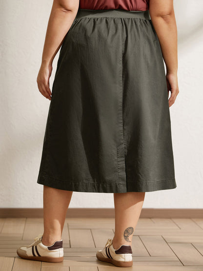 Vintage Thread Spliced Slit Midi Skirt