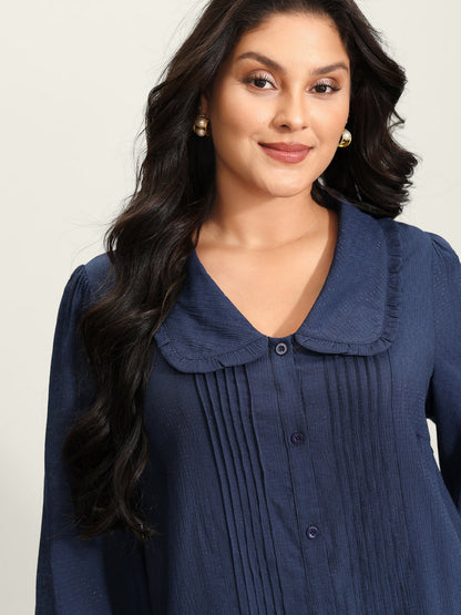 Rayon Textured Semi Sheer Placket Blouse