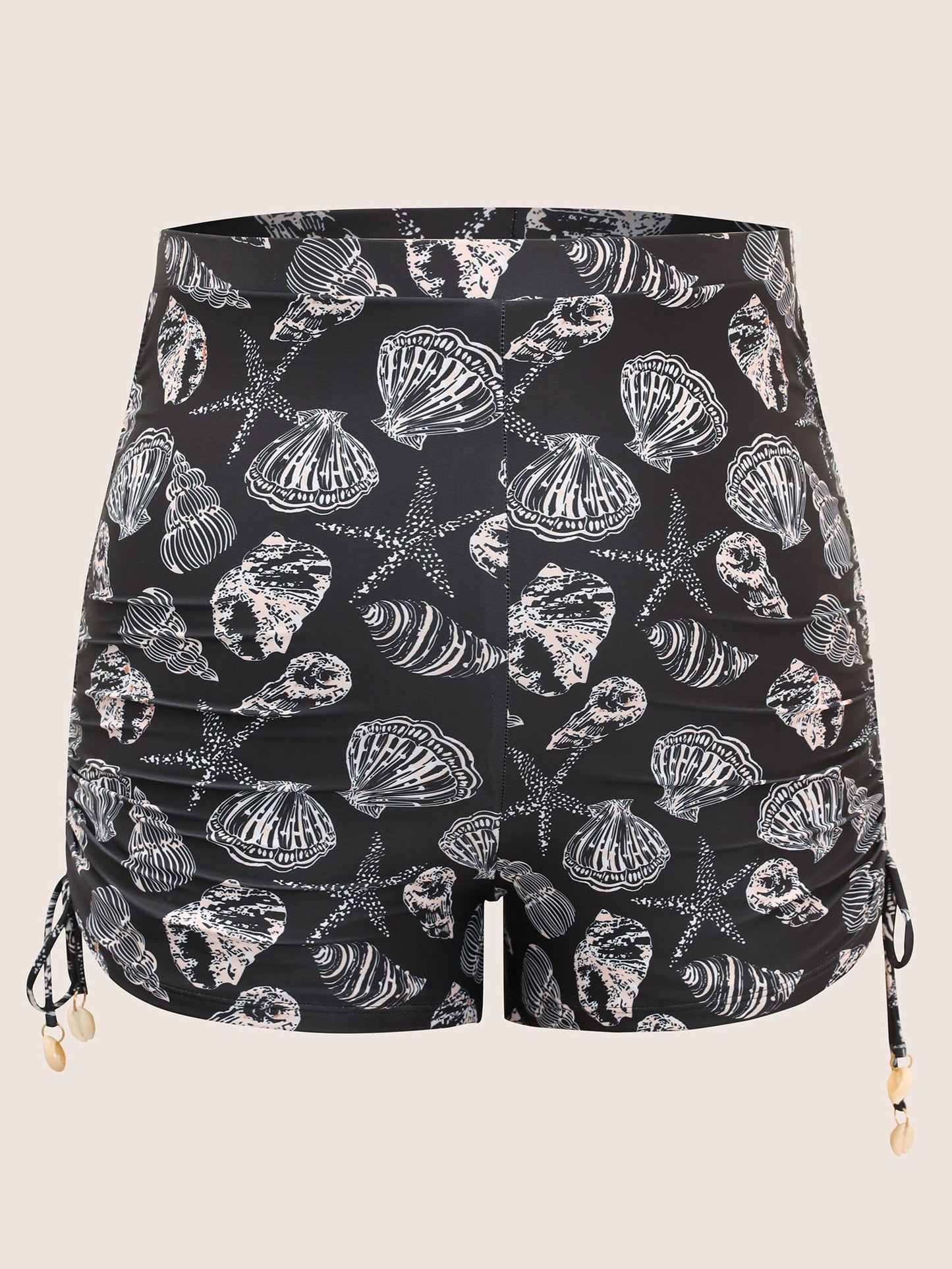 Shell Print Drawstring Side Skinny Swim Bottom