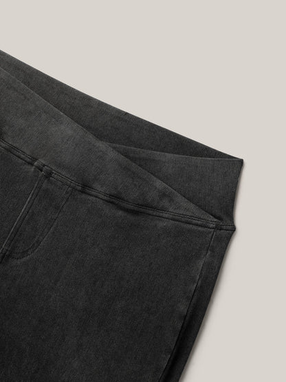 Overlap Waist Stretchy Knit Bootcut Jeans
