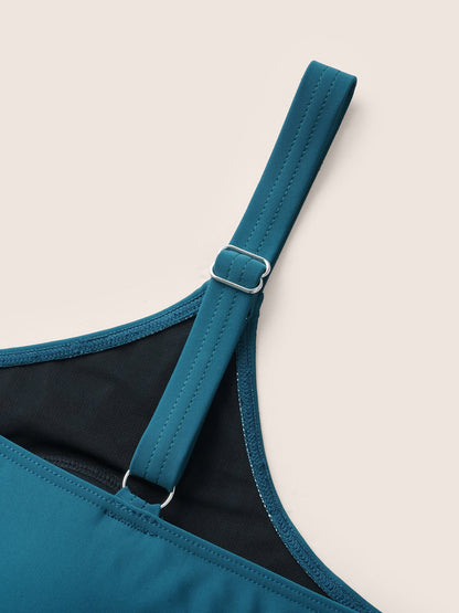 U Neck Solid Fixed Cups Swim Top
