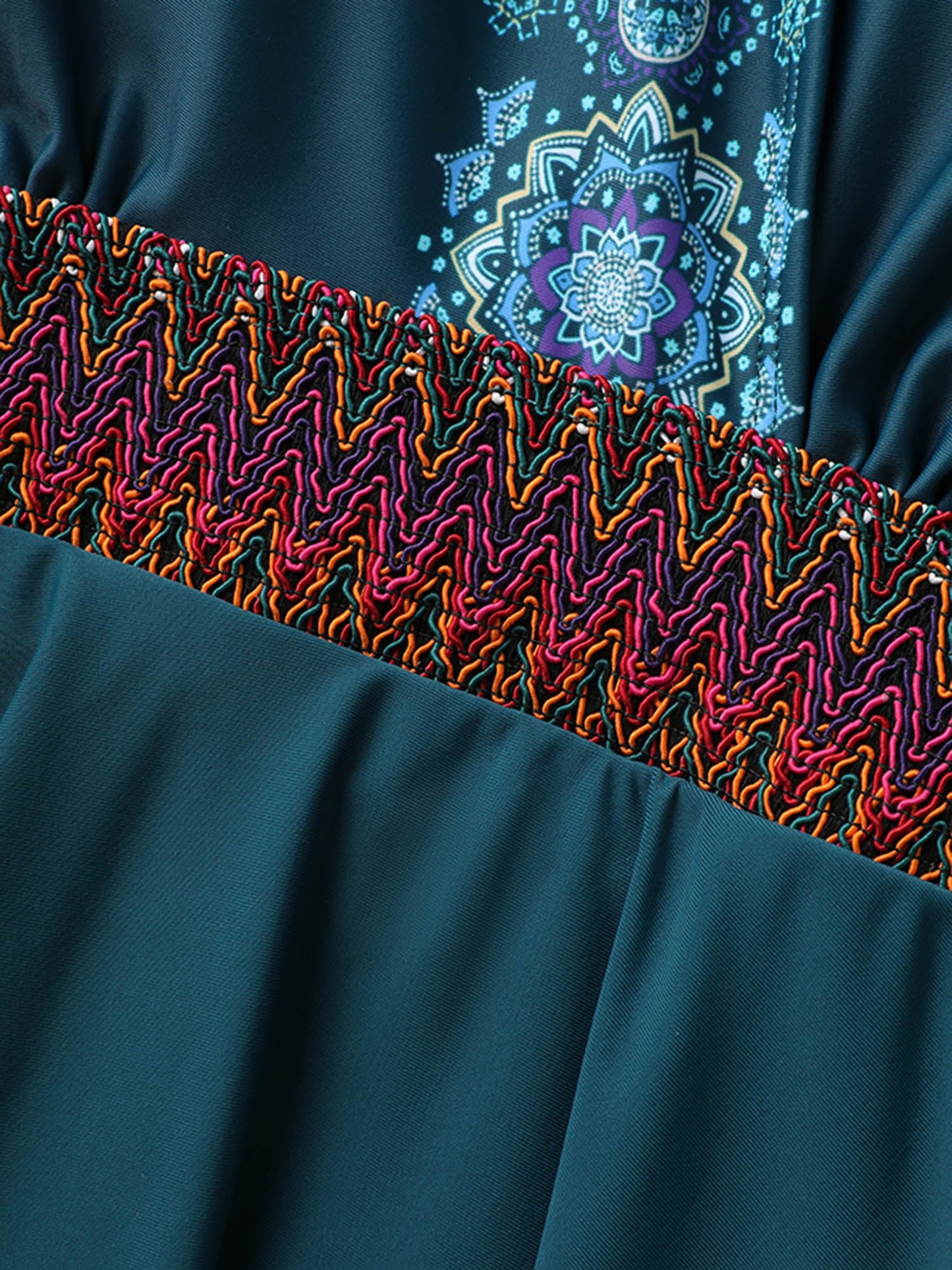 Overlap Collar Bandana Print Contrast Webbing Swim Dress