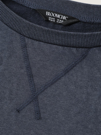 Vintage Round Neck Solid Sweatshirt