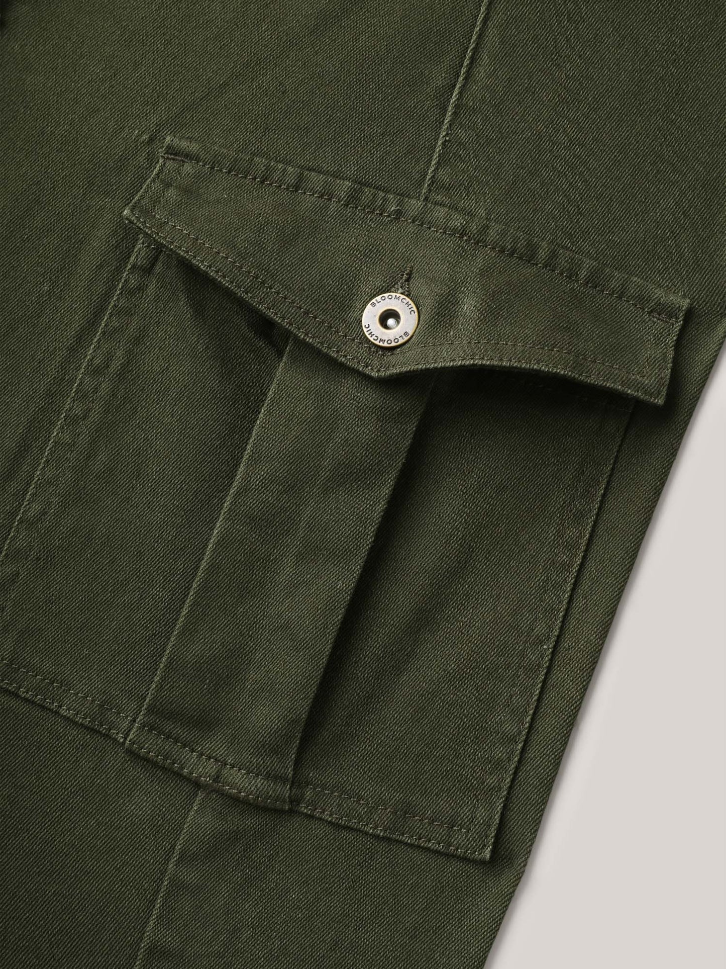 Flap Detail Classic Cut Midi Denim Skirt
