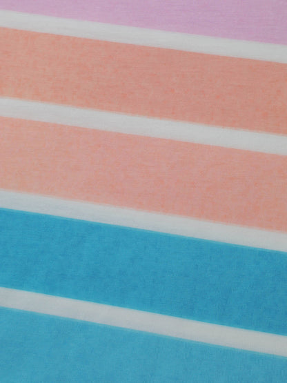 Colorful Stripe Relaxed-Fit Stretchy Hem T-Shirt
