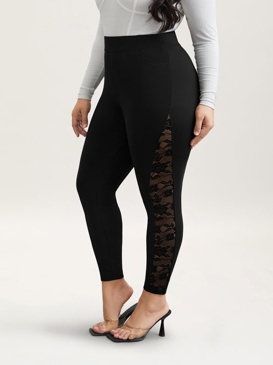 Lace Mid-Rise Tight Pants