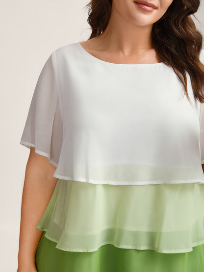 Color Fusion Layered Sheer Blouse